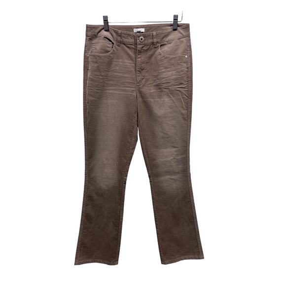 J Jill Pants Womens Sz 6 Brown Thin Straight Corduroy Stretch Button Zip NWOT - Picture 1 of 11